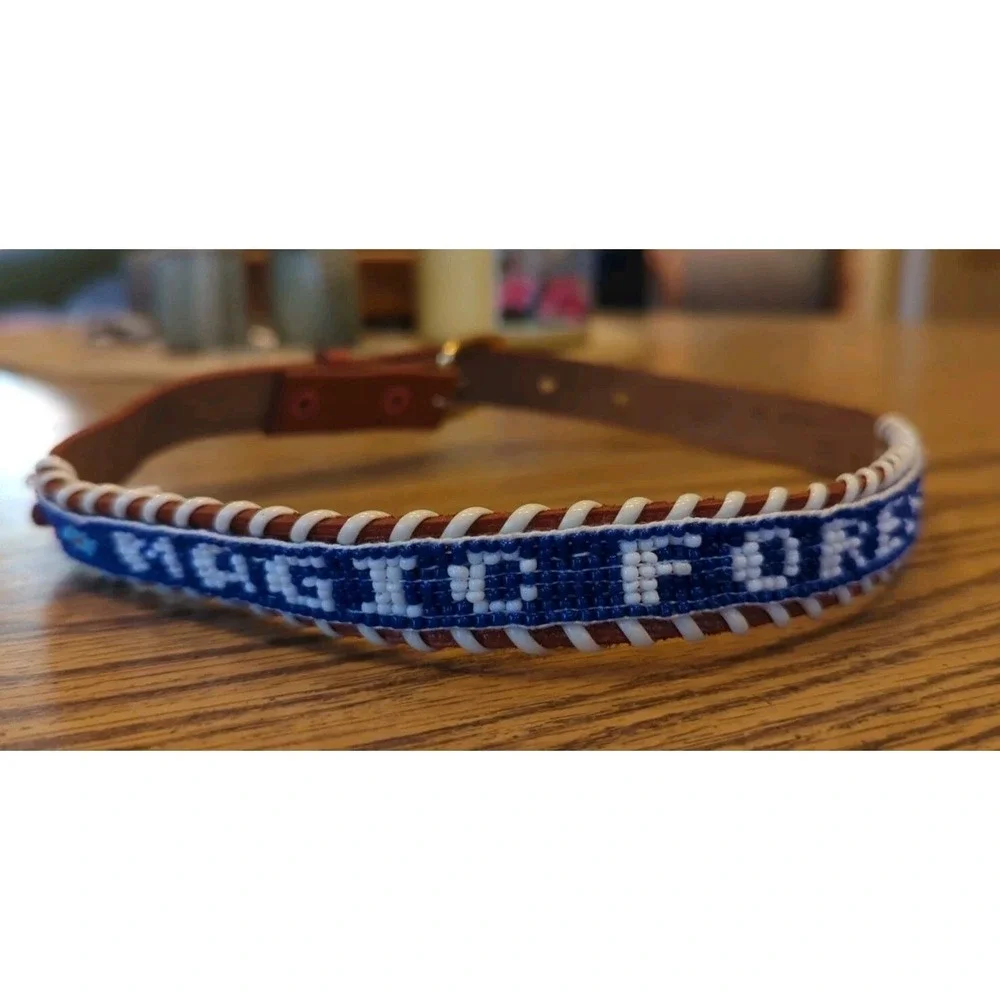 NOS Magic Forest Lake George NY Novelty Beaded Leather Belt Kids Youth Adult 22
